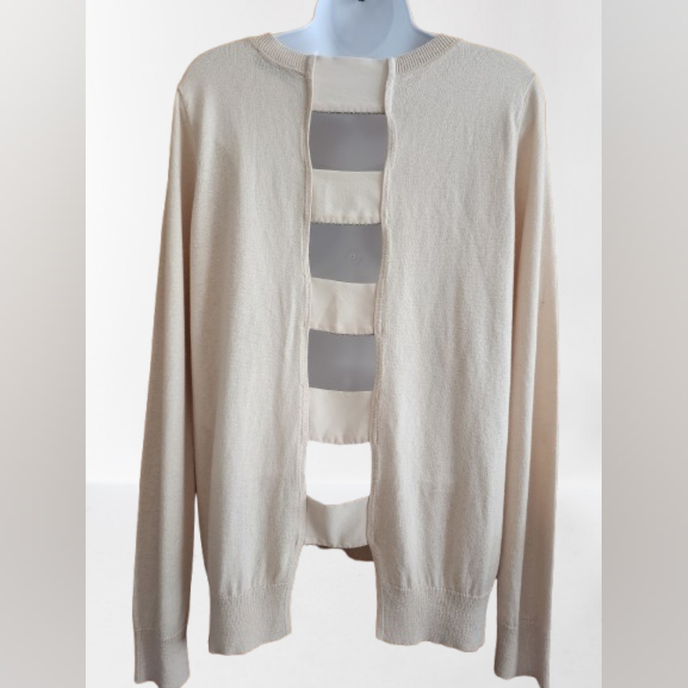 Sandro Silk/Cotton/Cashemere Cream Sweater Cutout Back Design